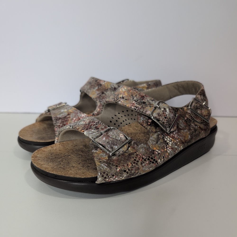 SAS Relaxed Multi Snakeskin Leather‎ Comfort Sandals 8 W 2336068-3